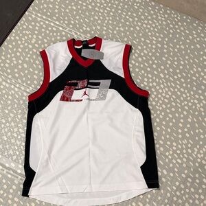 Jordan Black and White Sleeveless Jersey with Red Accents